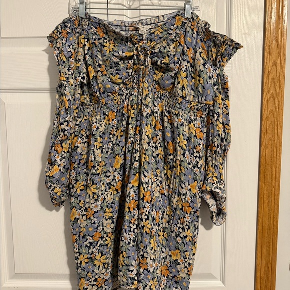American Eagle Outfitters Floral Mini Dress - Blue and Yellow - Picture 3 of 9